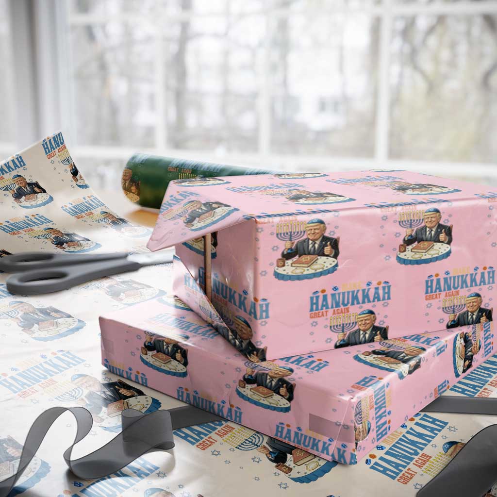 Funny Jewish Holiday Wrapping Paper Roll Make Hanukkah Great Again Ugly Gift TS12 Light Pink Print Your Wear