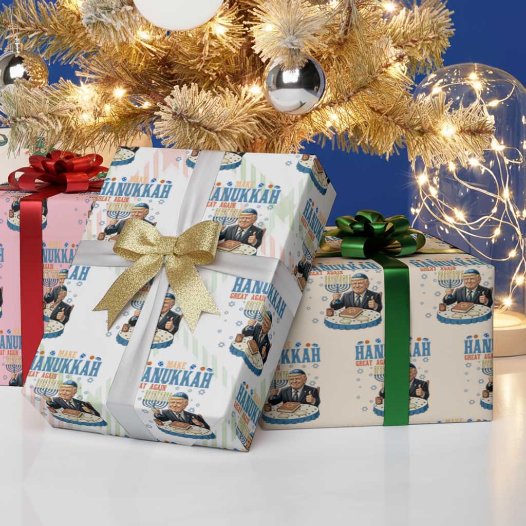 Funny Jewish Holiday Wrapping Paper Roll Make Hanukkah Great Again Ugly Gift TS12 Print Your Wear