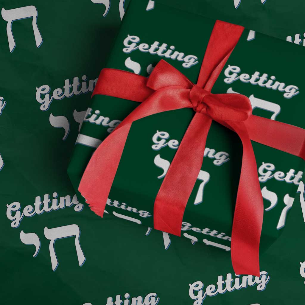 Funny Jewish Wrapping Paper Roll Getting Chai High Hanukkah Humor TS10 Green Print Your Wear