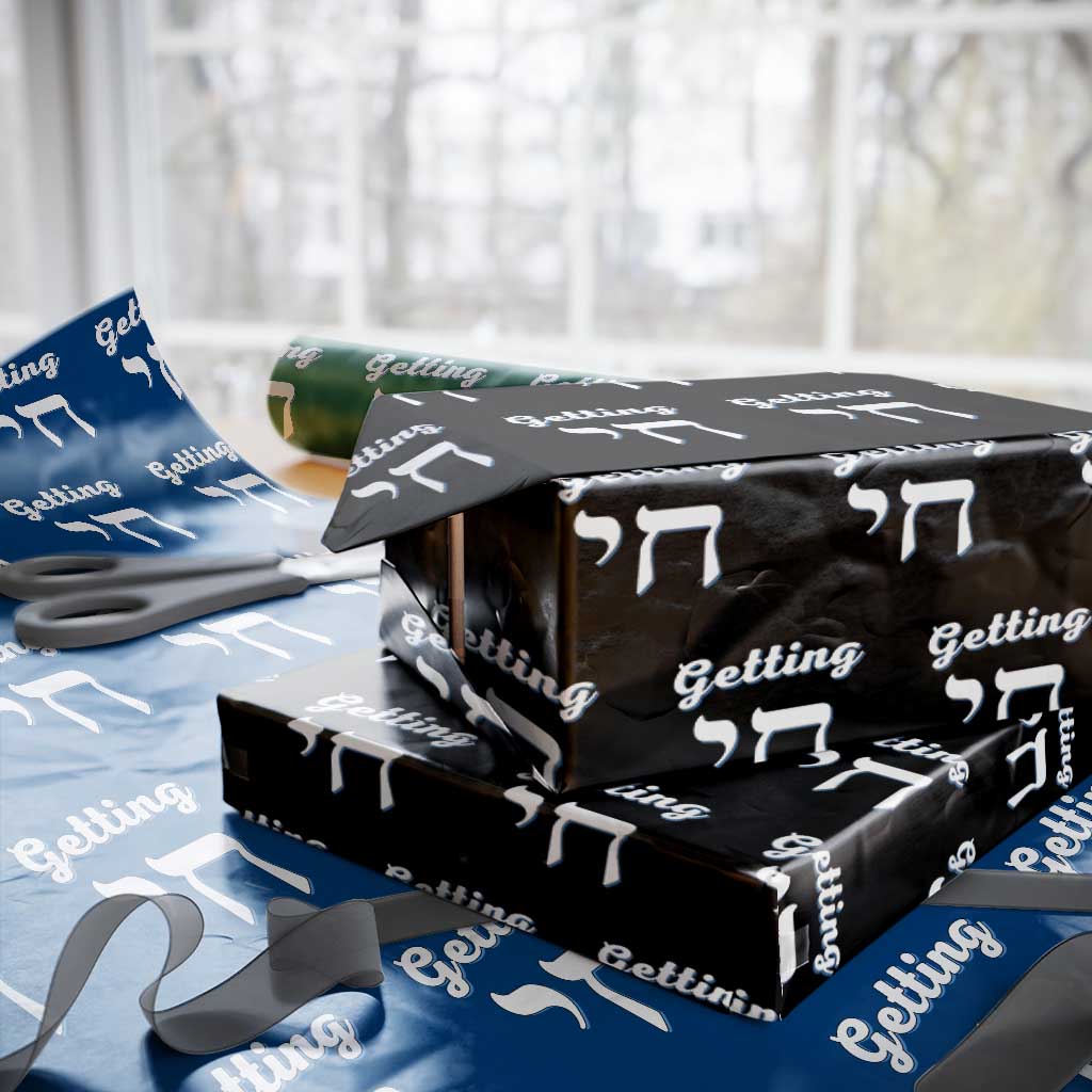 Funny Jewish Wrapping Paper Roll Getting Chai High Hanukkah Humor TS10 Black Print Your Wear