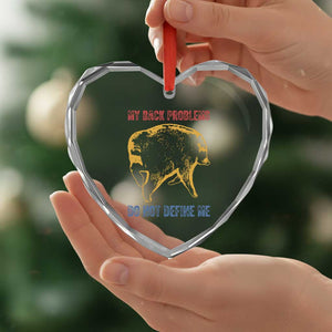 Funny Jimothy Meme Back Pain Humor Heart Crystal Glass Ornament My Back Problems Do Not Define Me Viral Seattle Raccoon