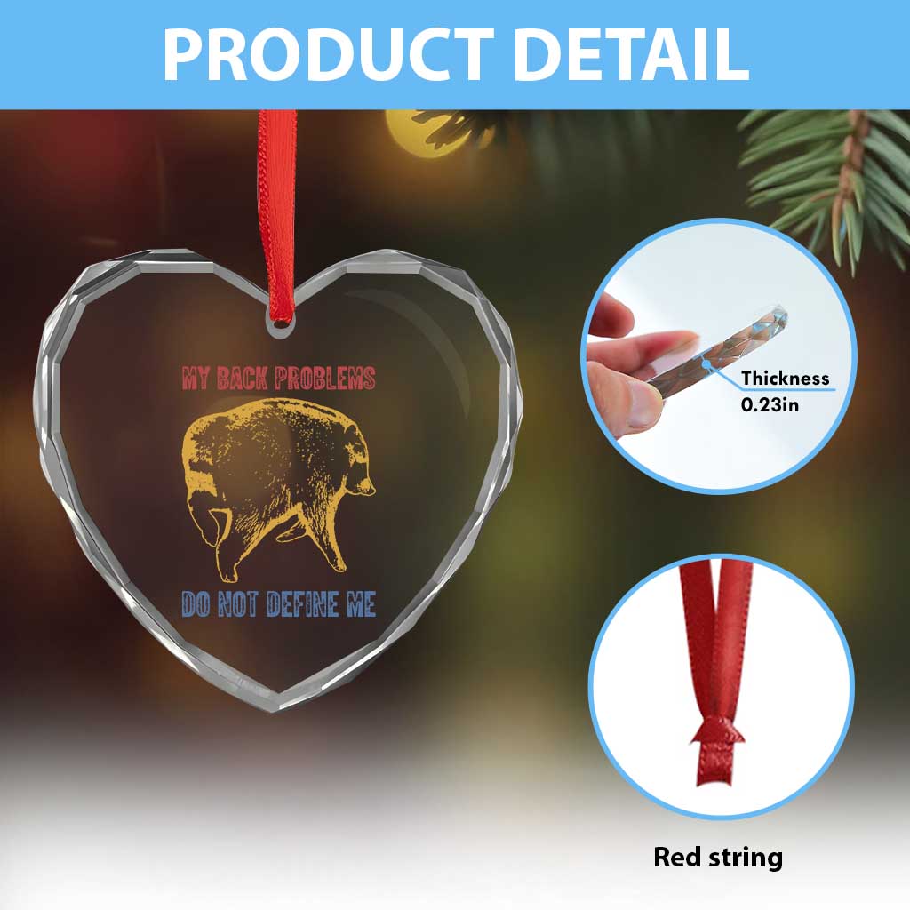 Funny Jimothy Meme Back Pain Humor Heart Crystal Glass Ornament My Back Problems Do Not Define Me Viral Seattle Raccoon