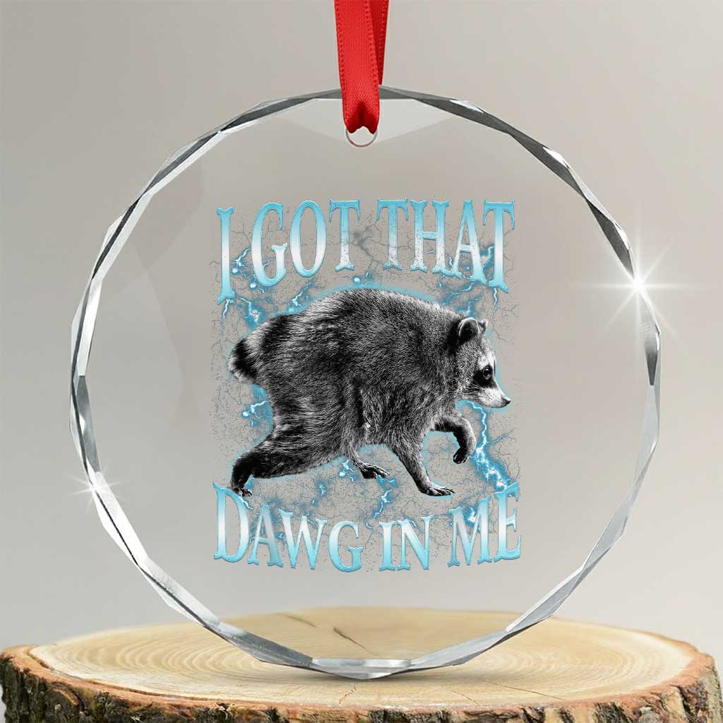 Funny Jimothy The Raccoon Crystal Glass Ornament I Got That Dawg In Me Bootleg Art TS11 Transparent Glass 3'' Circle Print Your Wear