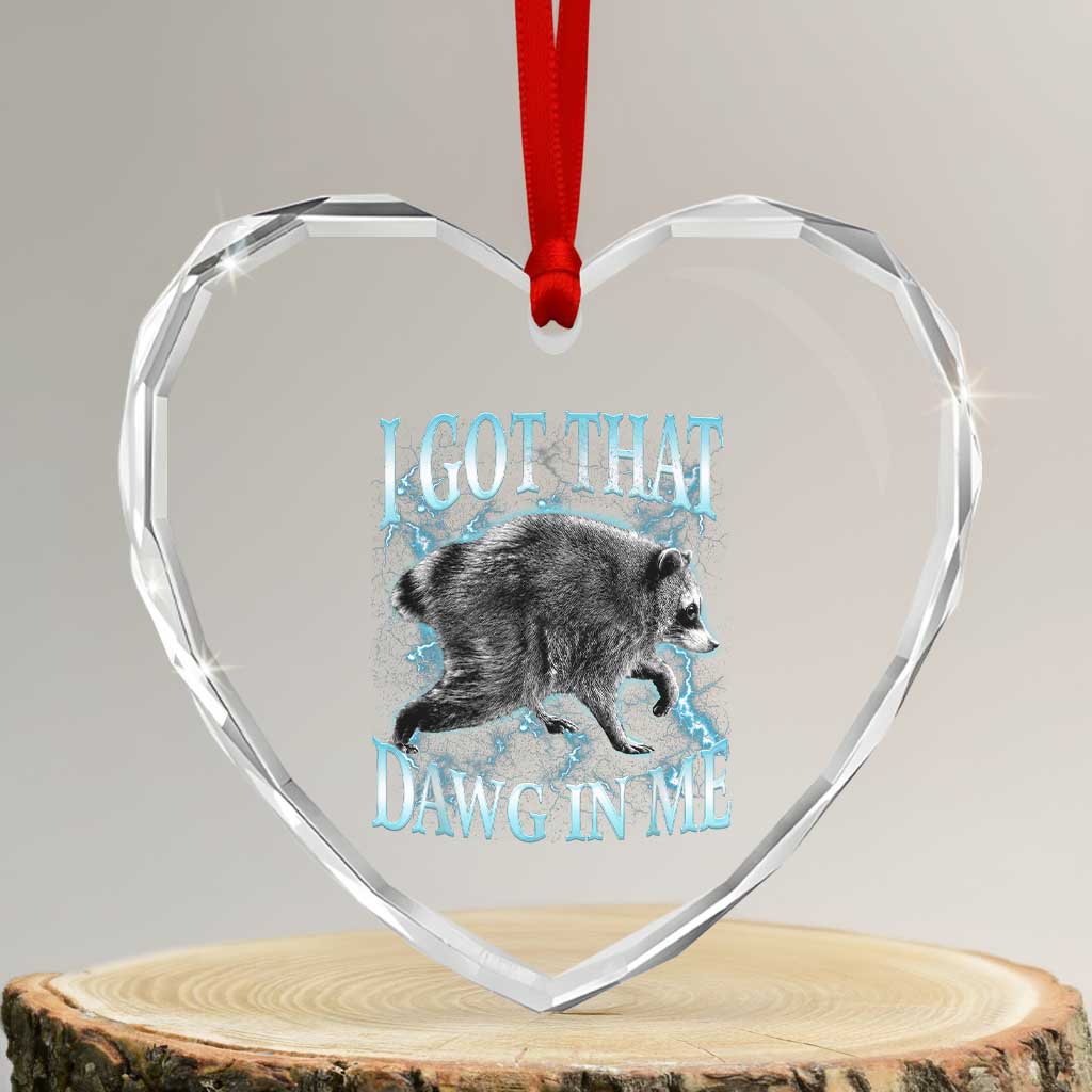 Funny Jimothy The Raccoon Heart Crystal Glass Ornament I Got That Dawg In Me Bootleg Art TS11 Transparent Glass 3'' Heart Print Your Wear
