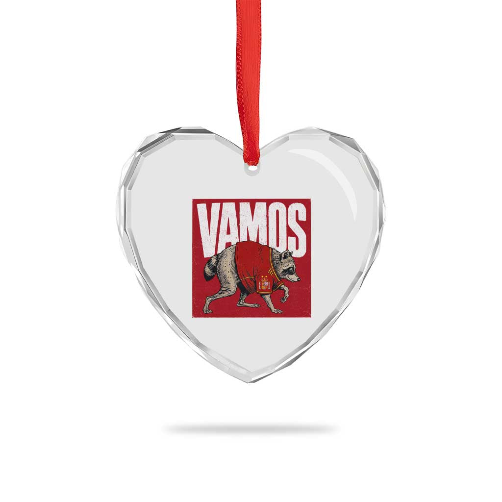 Funny Jimothy Vamos Spain Soccer Fans Parody Heart Crystal Glass Ornament Seattle Raccoon Espana Champs Victory Celebration