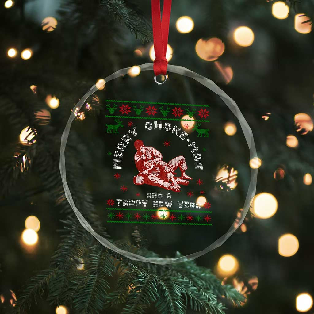 Funny Jiu Jitsu Christmas Crystal Glass Ornament Holiday Martial Arts BJJ Lover Ugly Xmas TS10 Print Your Wear