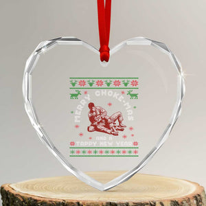 Funny Jiu Jitsu Christmas Heart Crystal Glass Ornament Holiday Martial Arts BJJ Lover Ugly Xmas TS10 Transparent Glass 3'' Heart Print Your Wear