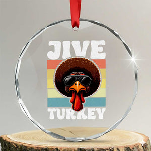 Funny Jive Thanksgiving Turkey Day Crystal Glass Ornament Retro Afro Black Turkey TS11 Transparent Glass 3'' Circle Print Your Wear