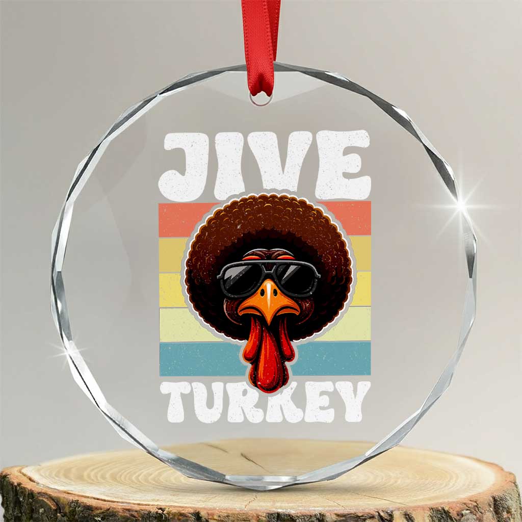 Funny Jive Thanksgiving Turkey Day Crystal Glass Ornament Retro Afro Black Turkey TS11 Transparent Glass 3'' Circle Print Your Wear