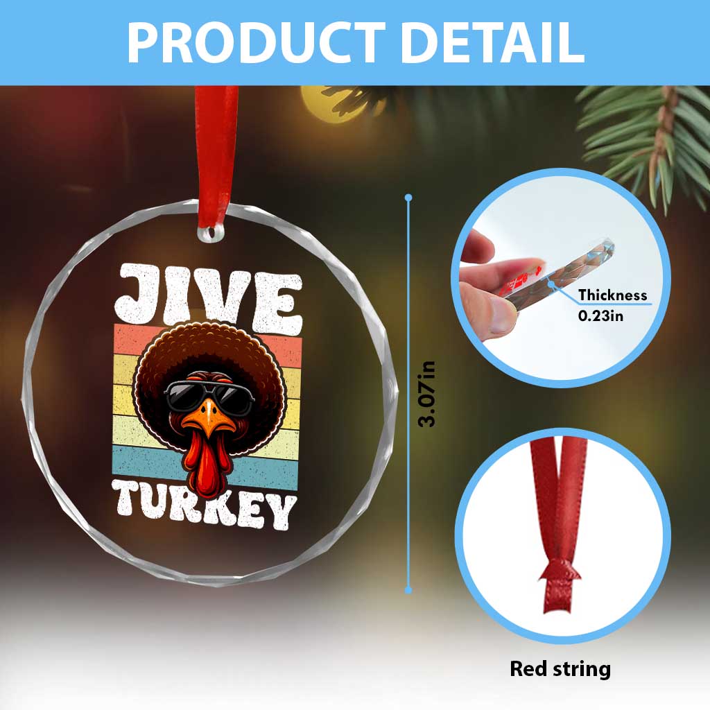 Funny Jive Thanksgiving Turkey Day Crystal Glass Ornament Retro Afro Black Turkey TS11 Print Your Wear