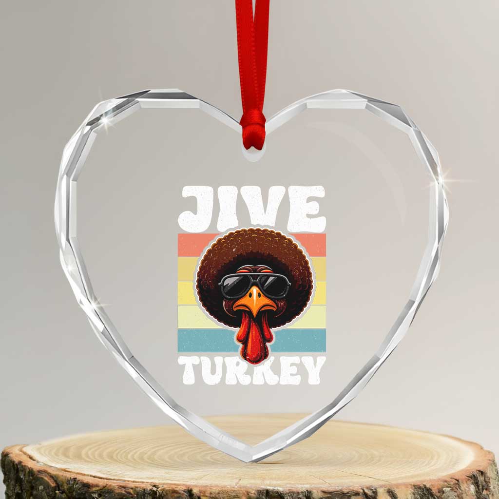 Funny Jive Thanksgiving Turkey Day Heart Crystal Glass Ornament Retro Afro Black Turkey TS11 Transparent Glass 3'' Heart Print Your Wear