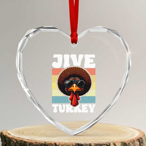 Funny Jive Thanksgiving Turkey Day Heart Crystal Glass Ornament Retro Afro Black Turkey TS11 Transparent Glass 3'' Heart Print Your Wear