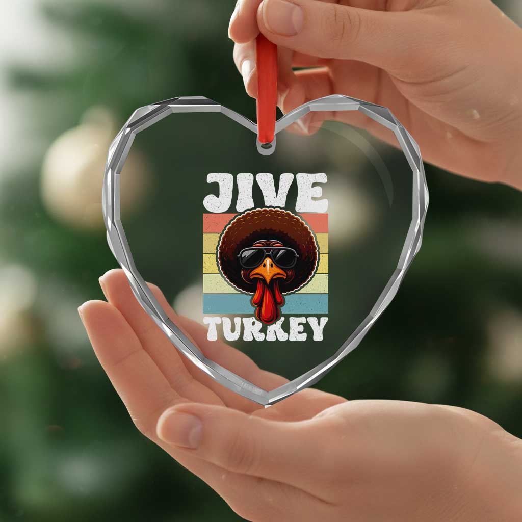 Funny Jive Thanksgiving Turkey Day Heart Crystal Glass Ornament Retro Afro Black Turkey TS11 Print Your Wear