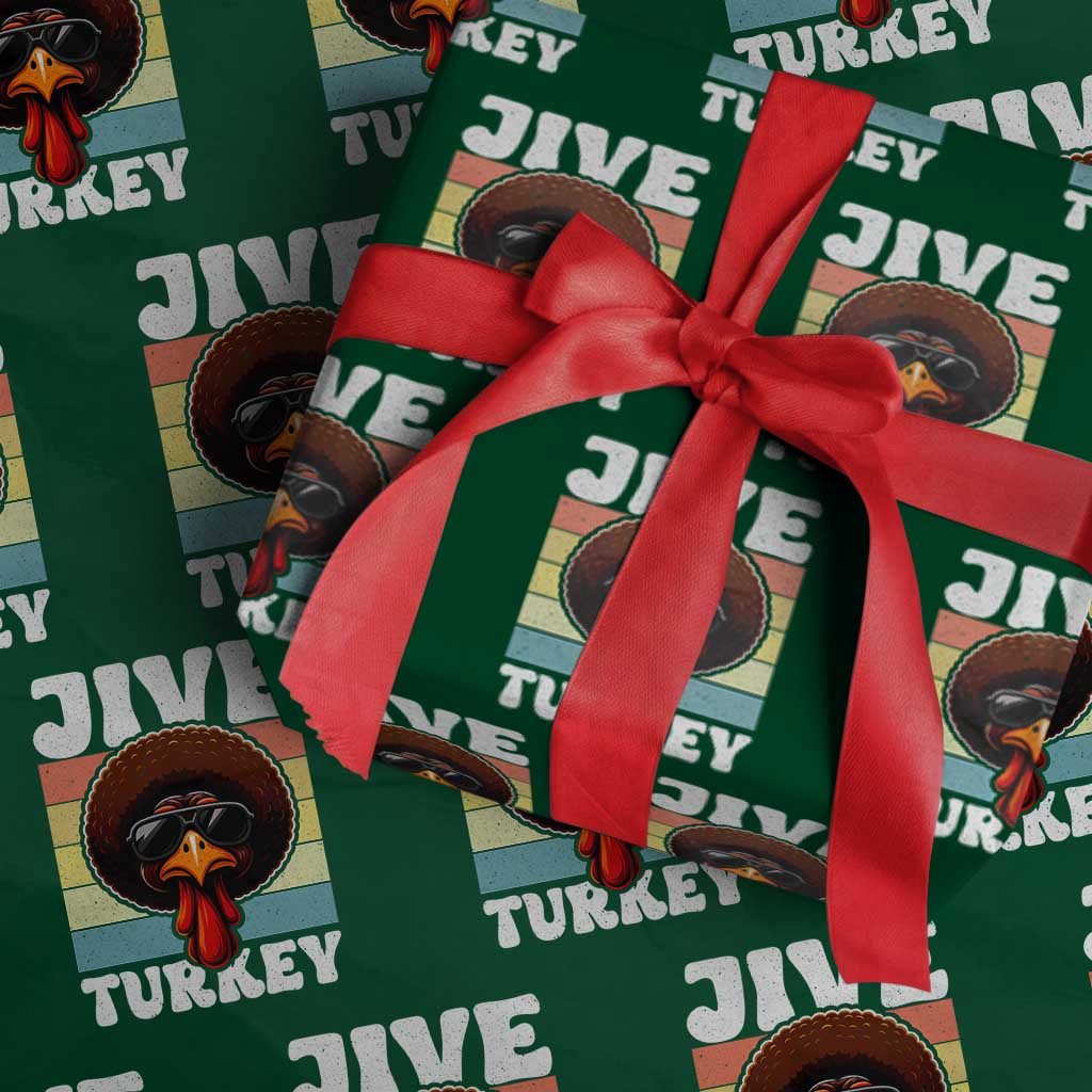 Funny Jive Thanksgiving Turkey Day Wrapping Paper Roll Retro Afro Black Turkey TS11 Green Print Your Wear