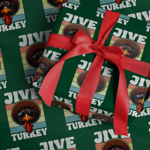 Funny Jive Thanksgiving Turkey Day Wrapping Paper Roll Retro Afro Black Turkey TS11 Green Print Your Wear