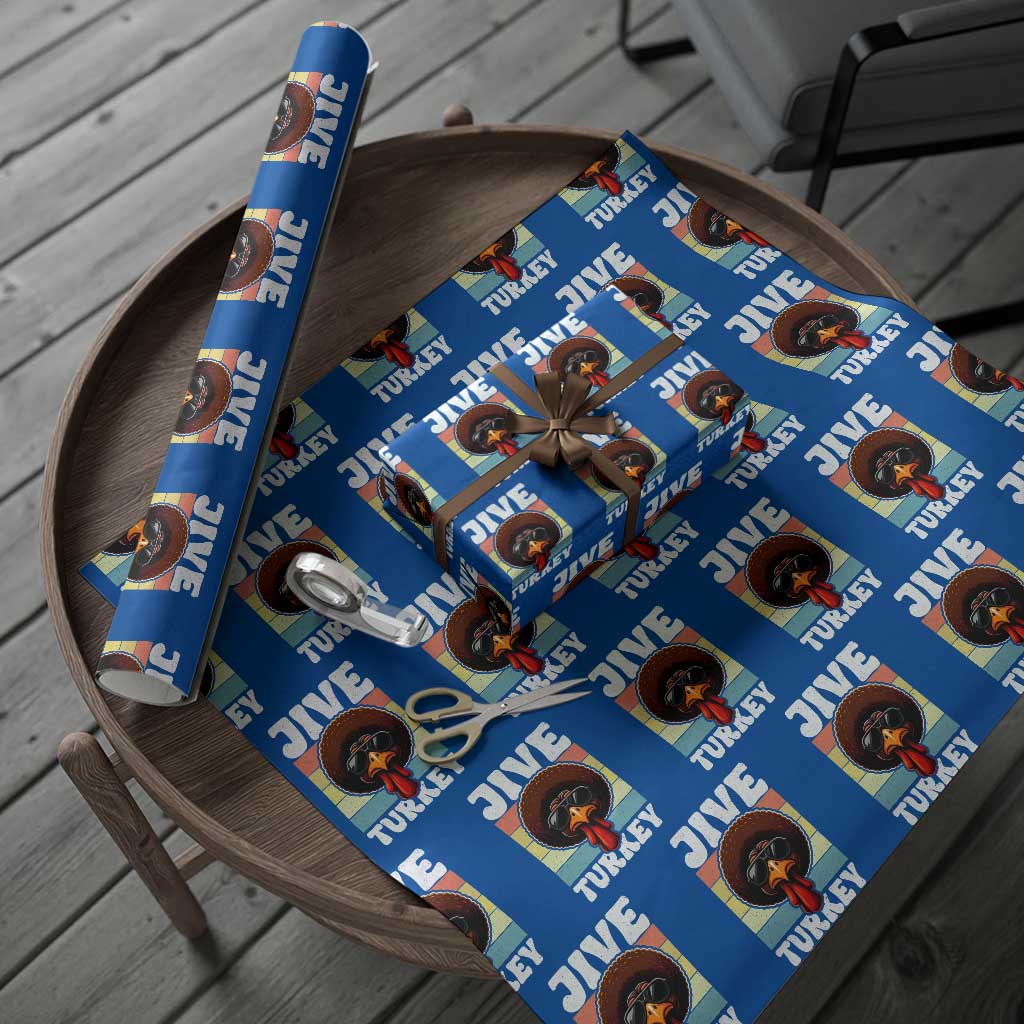 Funny Jive Thanksgiving Turkey Day Wrapping Paper Roll Retro Afro Black Turkey TS11 Blue Print Your Wear
