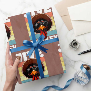Funny Jive Thanksgiving Turkey Day Wrapping Paper Roll Retro Afro Black Turkey TS11 Mocha Print Your Wear