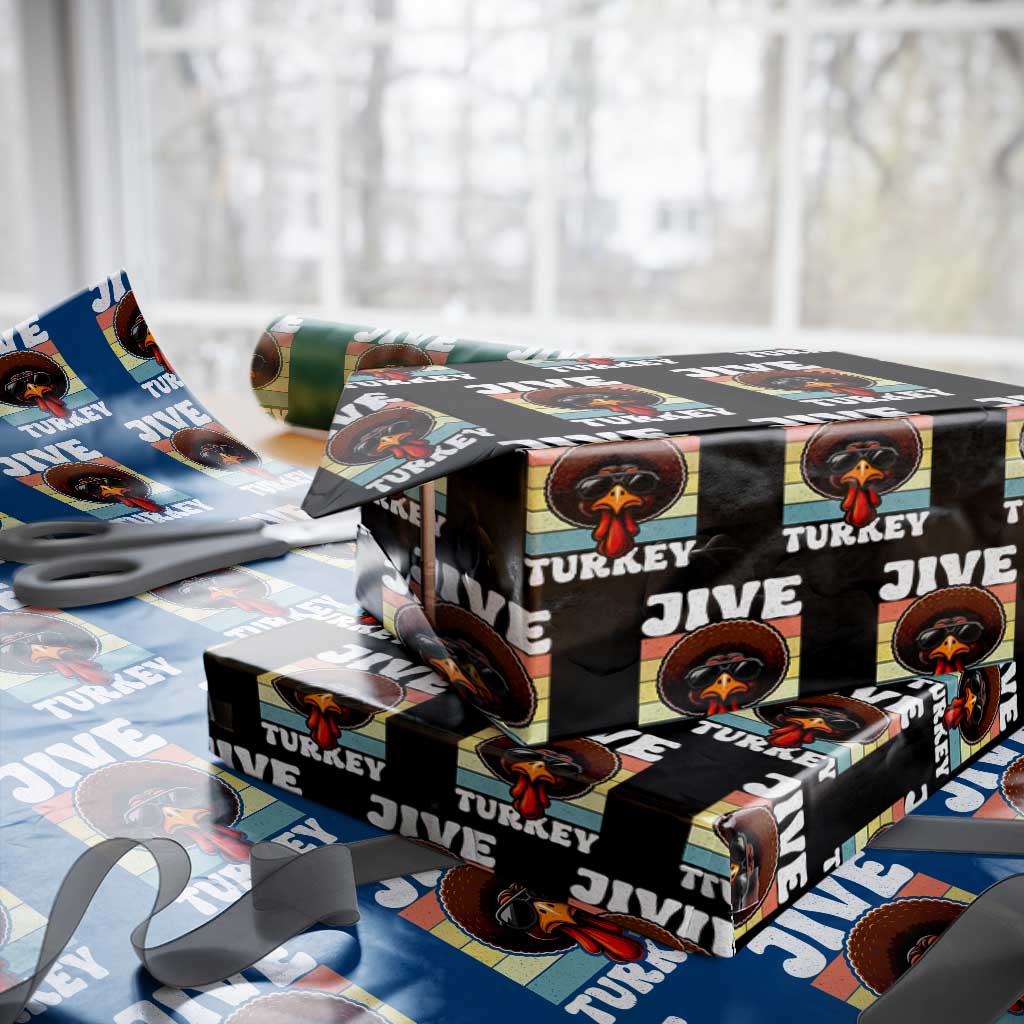 Funny Jive Thanksgiving Turkey Day Wrapping Paper Roll Retro Afro Black Turkey TS11 Black Print Your Wear