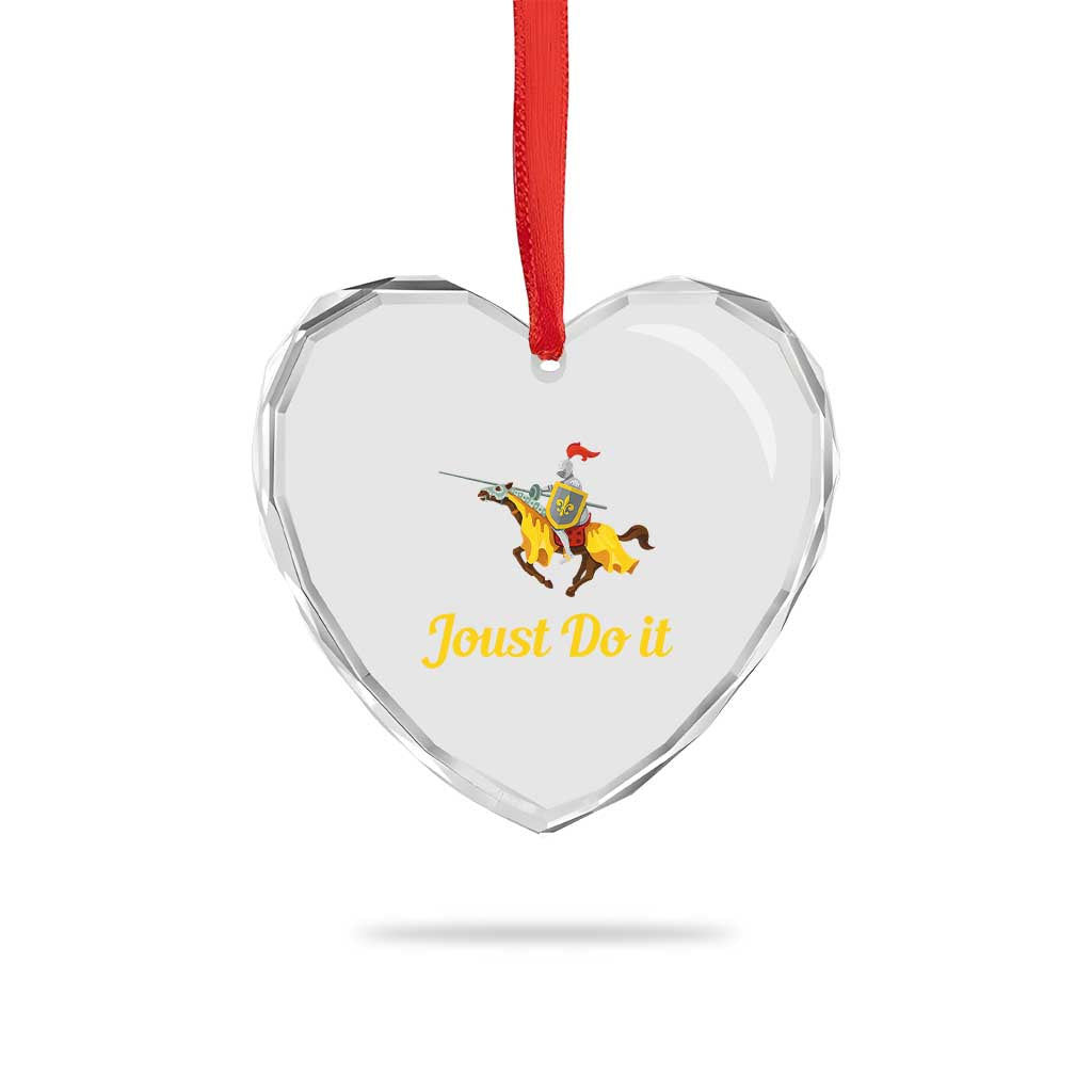 Funny Joust Do It Medieval Knight Horse Graphic Heart Crystal Glass Ornament Jousting Renaissance Faire Parody