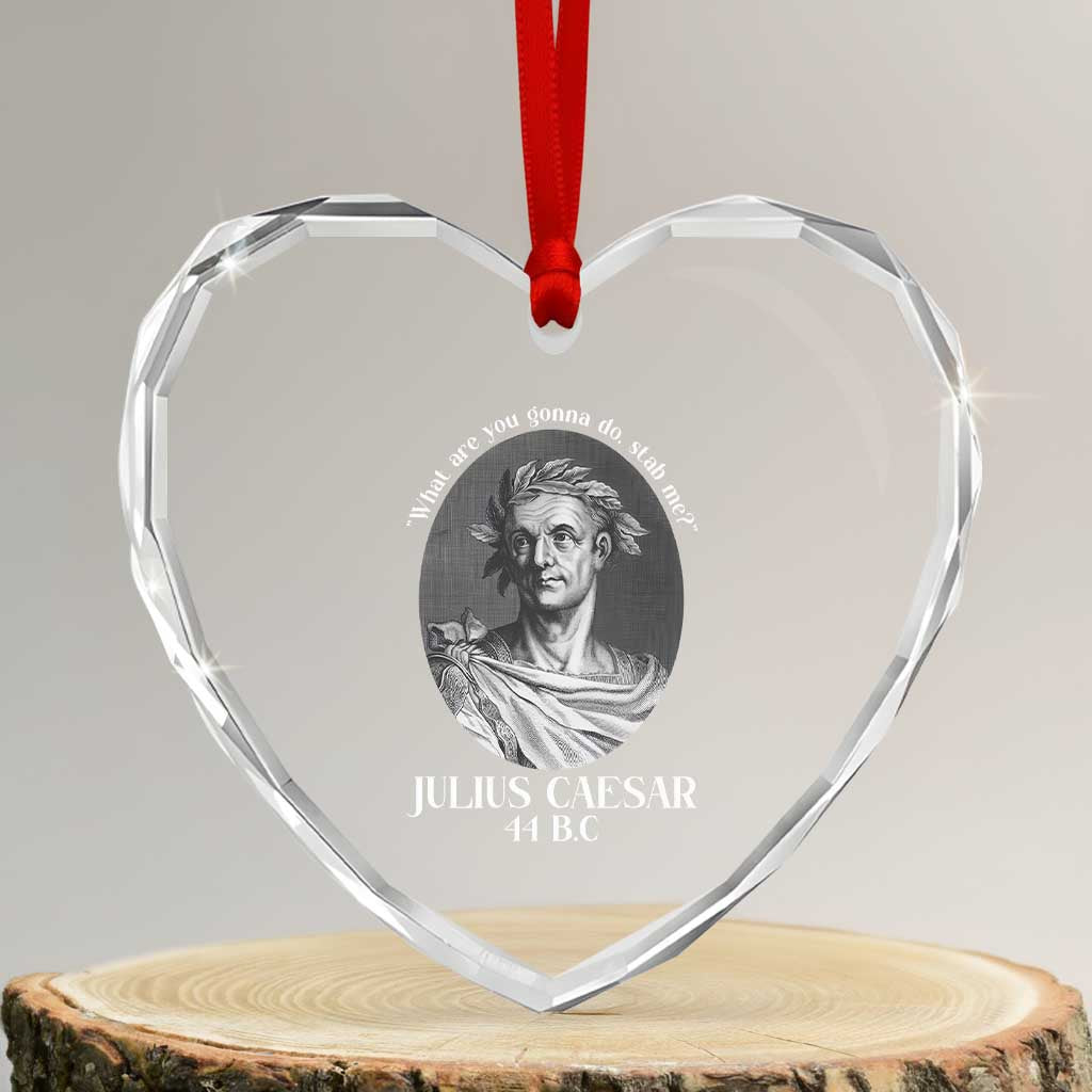 Funny Julius Caesar Heart Crystal Glass Ornament What Are You Gonna Do Stab Me Roman History TS11 Transparent Glass 3'' Heart Print Your Wear
