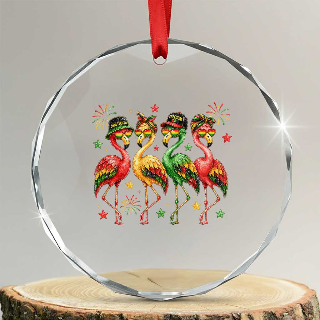 Funny Juneteenth Flamingos Squad Crystal Glass Ornament African American Heritage TS12 Transparent Glass 3'' Circle Print Your Wear