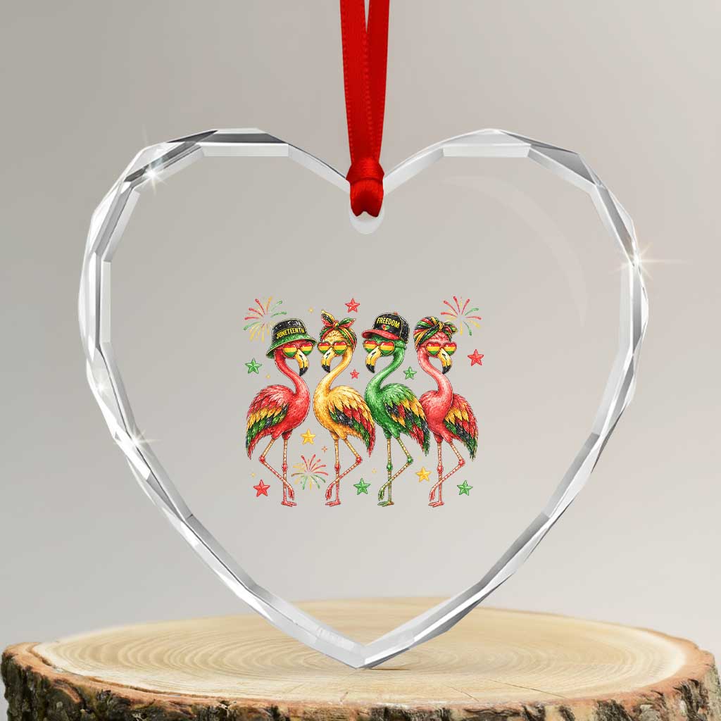 Funny Juneteenth Flamingos Squad Heart Crystal Glass Ornament African American Heritage TS12 Transparent Glass 3'' Heart Print Your Wear