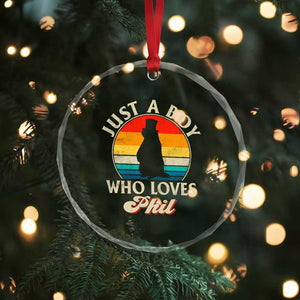 Funny Just A Boy Who Loves Phil Groundhog Crystal Glass Ornament Punxsy Woodchuck Day Lover TS11 Print Your Wear