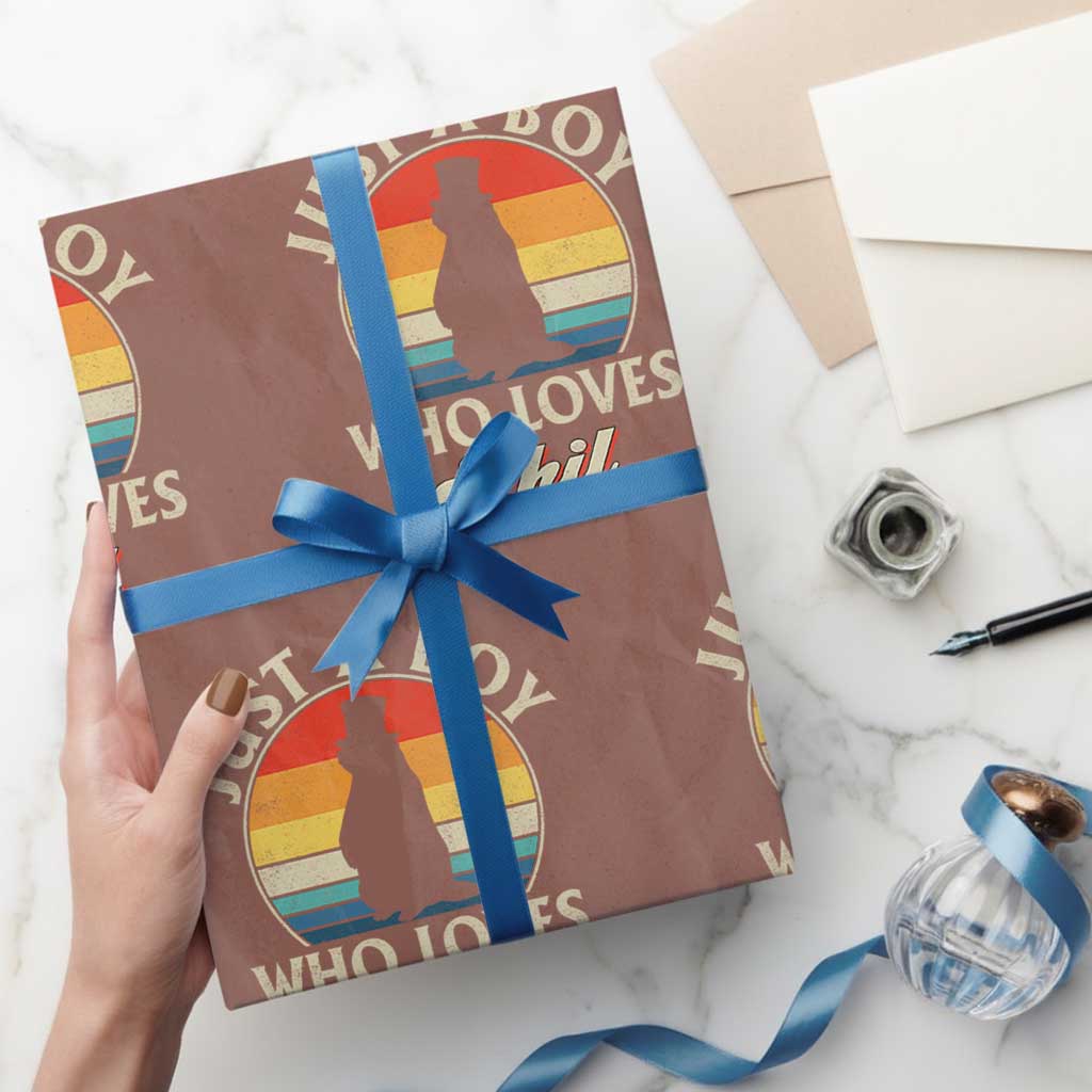 Funny Just A Boy Who Loves Phil Groundhog Wrapping Paper Roll Punxsy Woodchuck Day Lover TS11 Mocha Print Your Wear