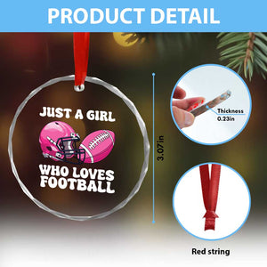 Funny Just A Girl Who Loves Football Crystal Glass Ornament TS10 Print Your Wear