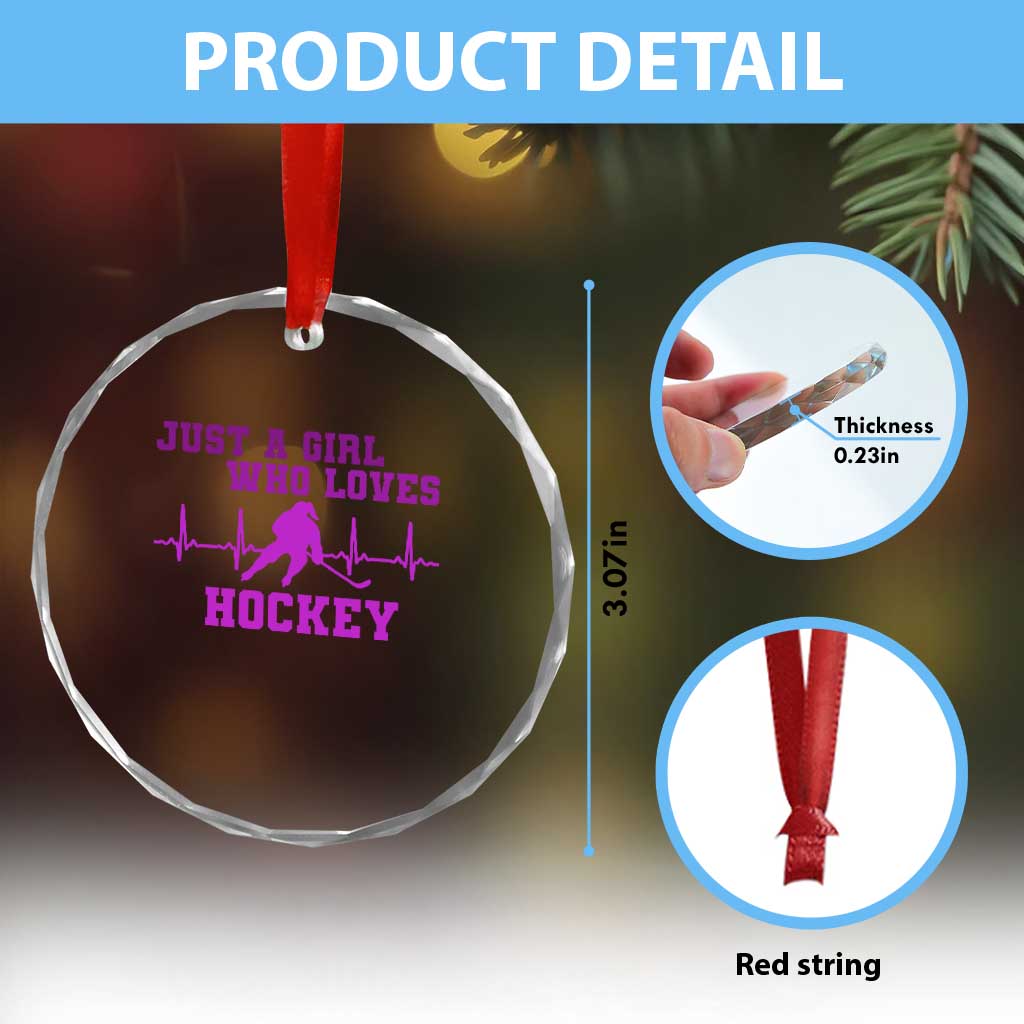 Funny Just A Girl Who Loves Hockey Crystal Glass Ornament Gift For Women TS12 Print Your Wear