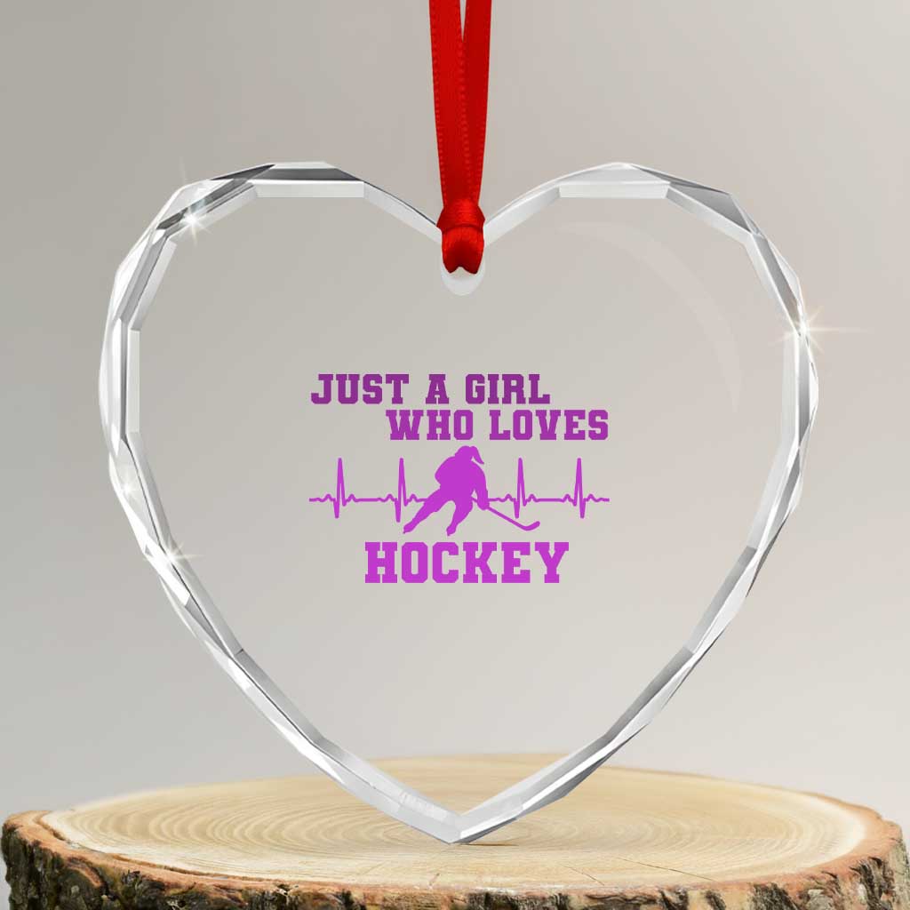 Funny Just A Girl Who Loves Hockey Heart Crystal Glass Ornament Gift For Women TS12 Transparent Glass 3'' Heart Print Your Wear