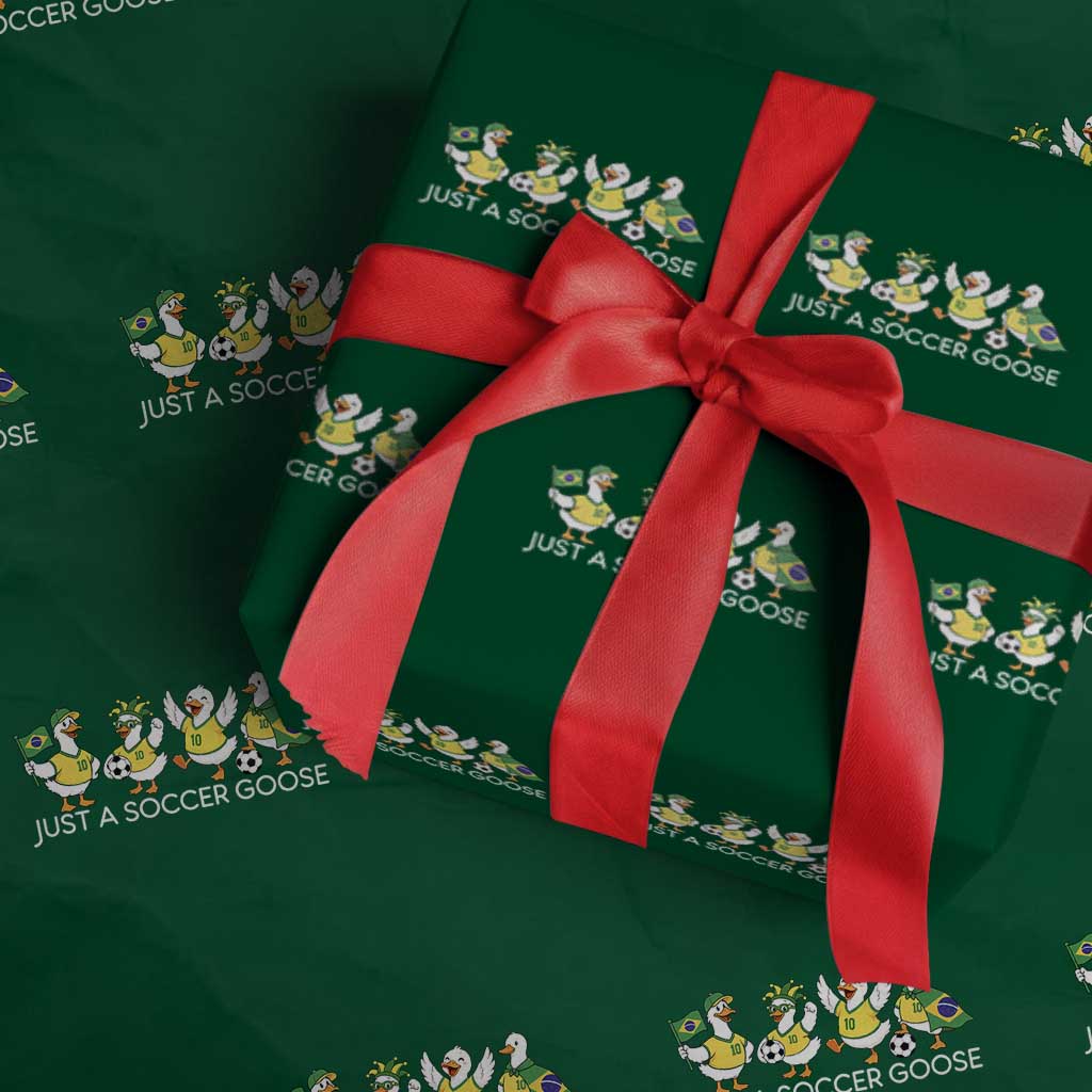 Funny Just A Soccer Goose Wrapping Paper Roll Brazil Football Fan