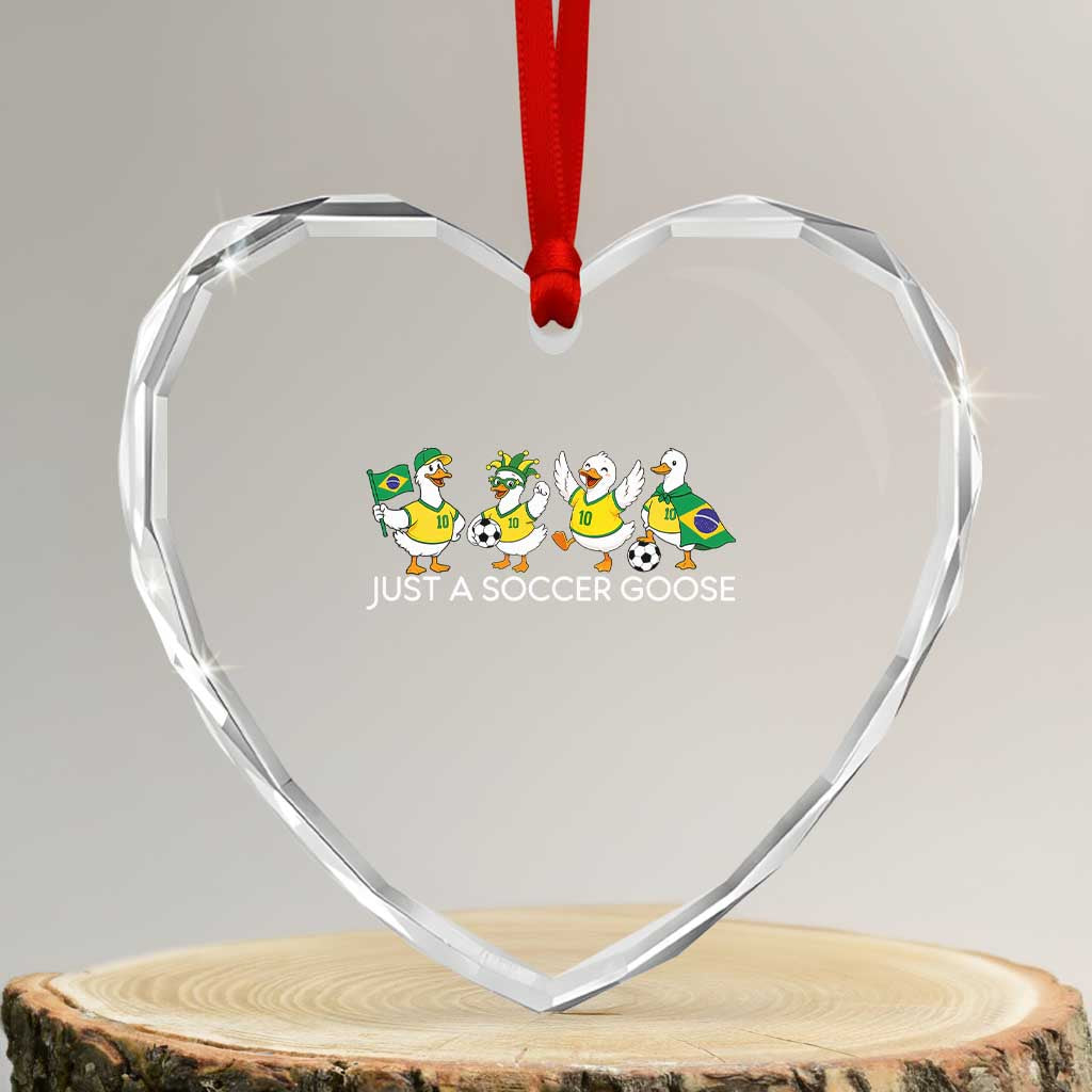 Funny Just A Soccer Goose Heart Crystal Glass Ornament Brazil Football Fan