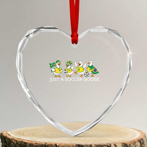 Funny Just A Soccer Goose Heart Crystal Glass Ornament Brazil Football Fan