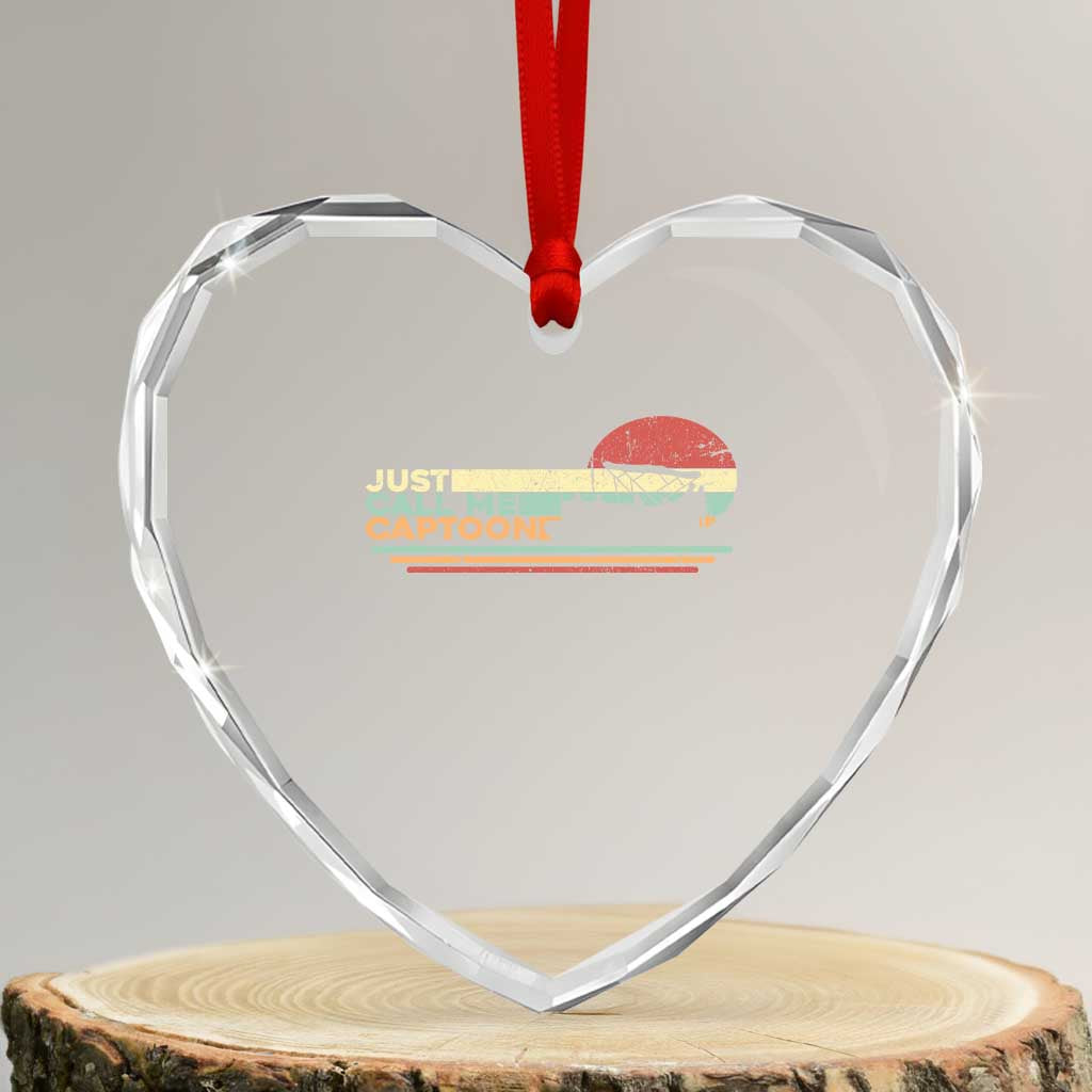 Funny Just Call Me Captoon Heart Crystal Glass Ornament Pontoon Boat Captain TS11 Transparent Glass 3'' Heart Print Your Wear