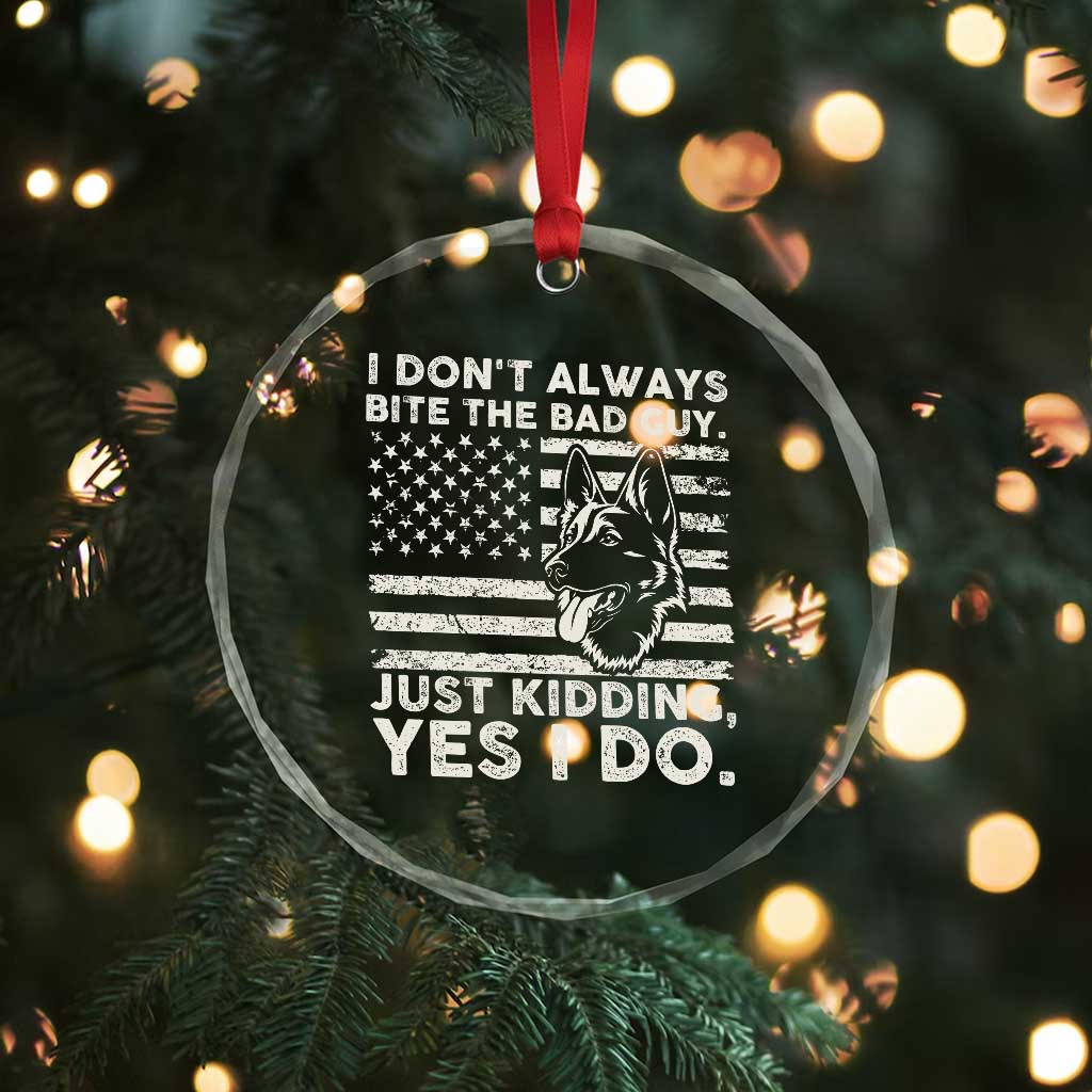 Funny K9 Crystal Glass Ornament Belgian Malinois American Flag Police Officer TS10 Print Your Wear