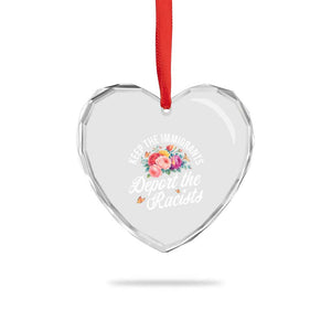 Funny Keep The Immigrants Deport The Racists Heart Crystal Glass Ornament Floral Butterfly - Print Your Wear