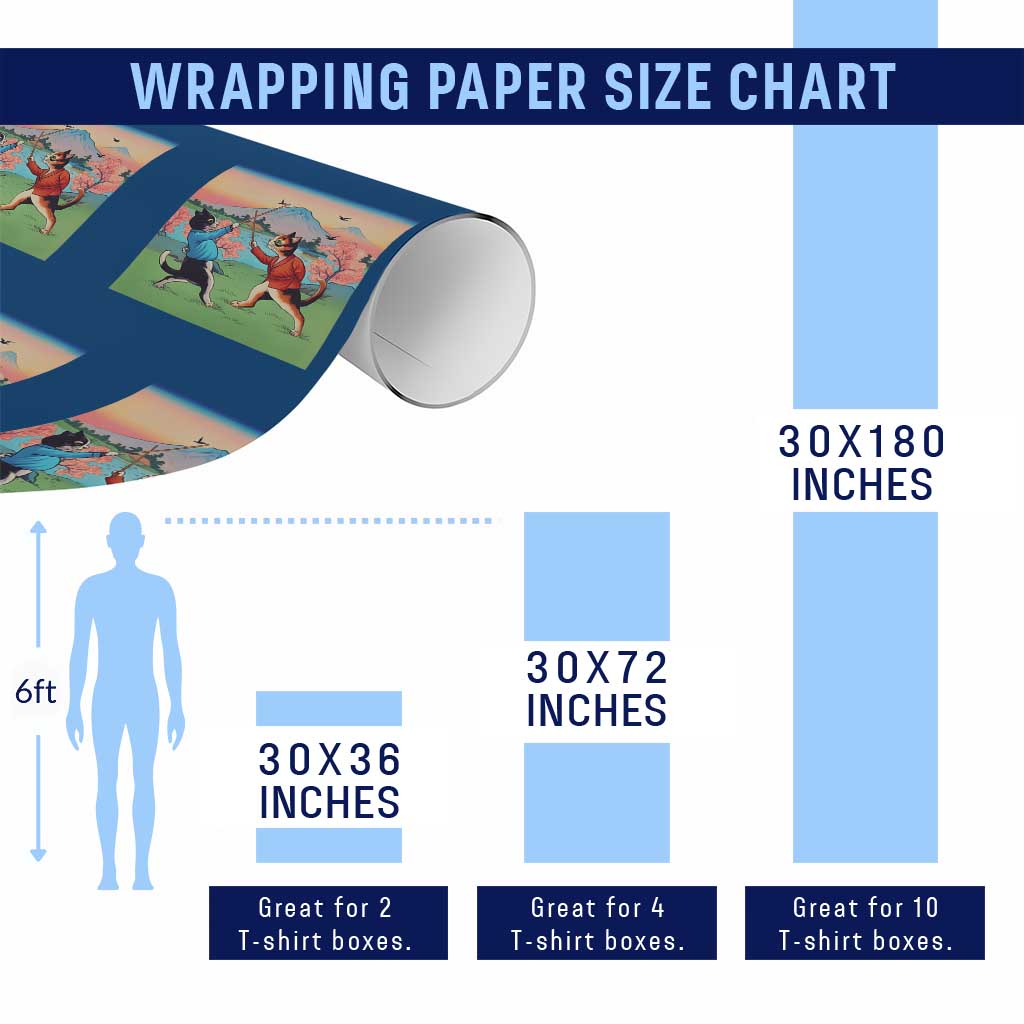 Funny Kendo Cat Wrapping Paper Roll Samurai Martial Arts TS14 Print Your Wear