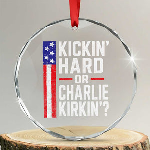 Funny Kickin Hard Or Kirkin US Political Crystal Glass Ornament Vintage American Flag