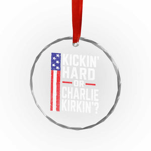Funny Kickin Hard Or Kirkin US Political Crystal Glass Ornament Vintage American Flag