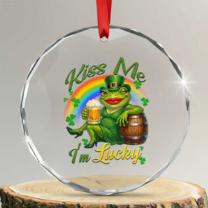 Funny Kiss Me I Am Lucky Crystal Glass Ornament St Patricks Day Frog TS12 Transparent Glass 3'' Circle Print Your Wear