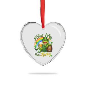 Funny Kiss Me I Am Lucky Heart Crystal Glass Ornament St Patricks Day Frog TS12 Print Your Wear