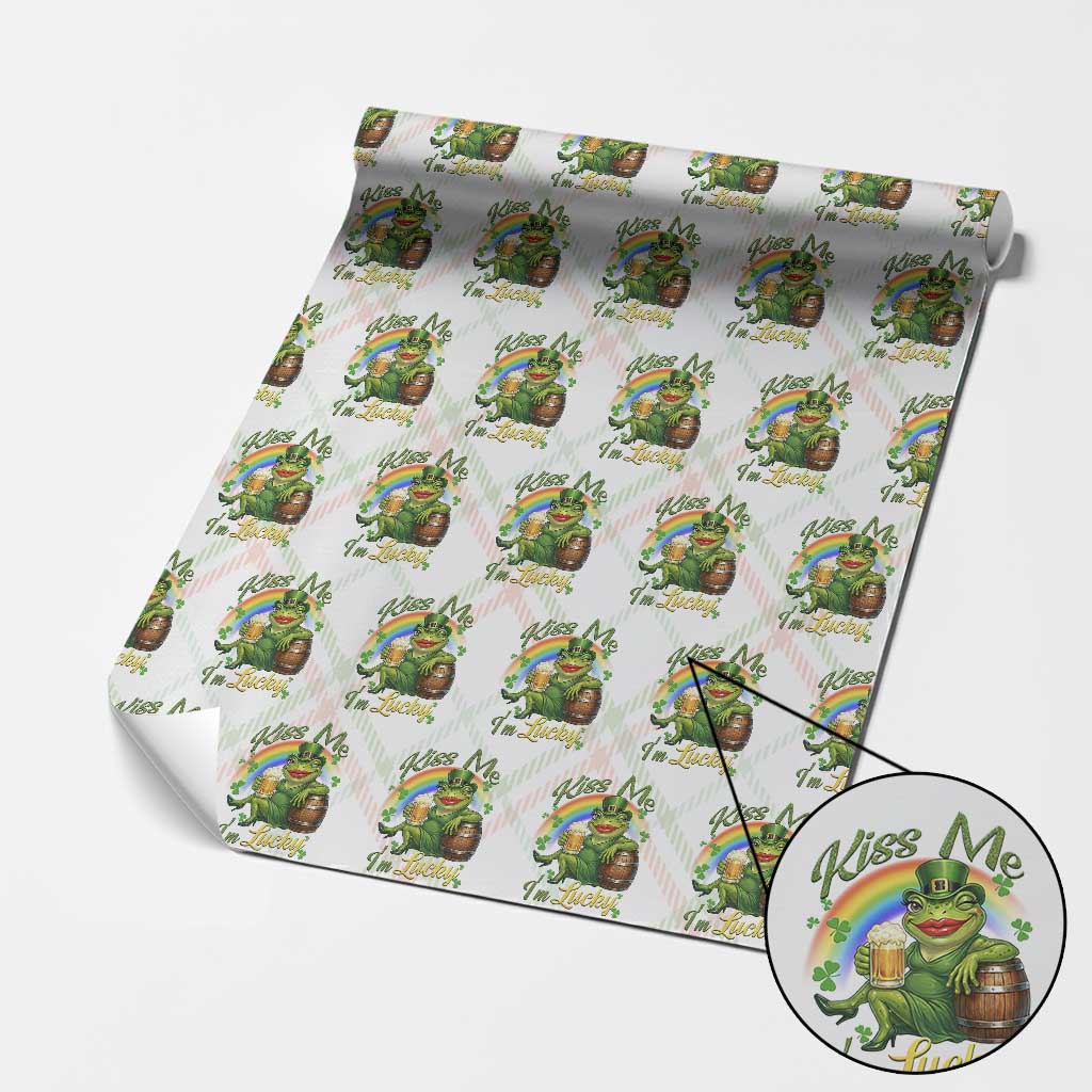 Funny Kiss Me I Am Lucky Wrapping Paper Roll St Patricks Day Frog TS12 Christmas Plaid Print Your Wear
