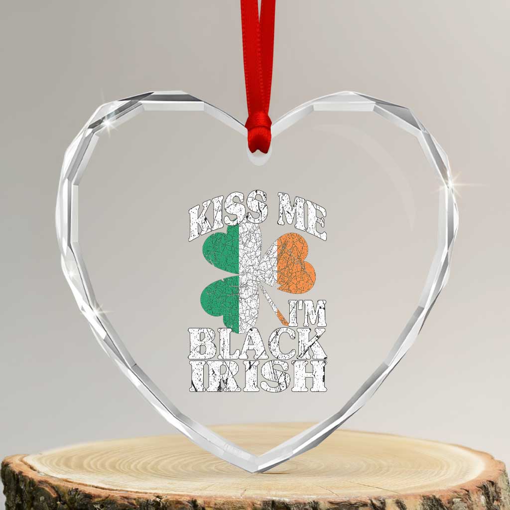 Funny Kiss Me I'm Black Irish Heart Crystal Glass Ornament St Patrick's Day Vintage Shamrock TS11 Transparent Glass 3'' Heart Print Your Wear