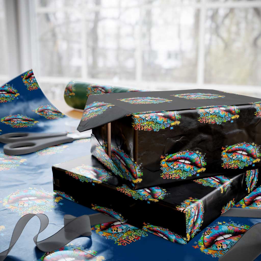Funny Kiss My Aspergers Wrapping Paper Roll Asperger Syndrome Autism Awareness TS11 Black Print Your Wear