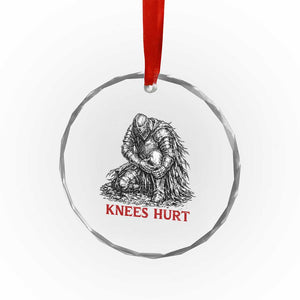 Funny Knees Hurt Medieval Knight Crystal Glass Ornament Dark Fantasy Sword Warrior Humor