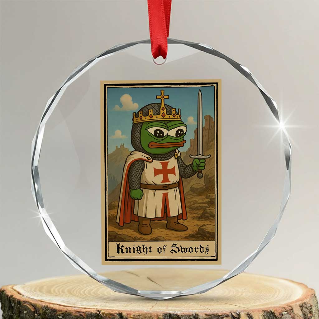 Funny Knight Meme Crystal Glass Ornament Vintage Pepe Frog Templar Crusader Fren Soldier TS10 Transparent Glass 3'' Circle Print Your Wear
