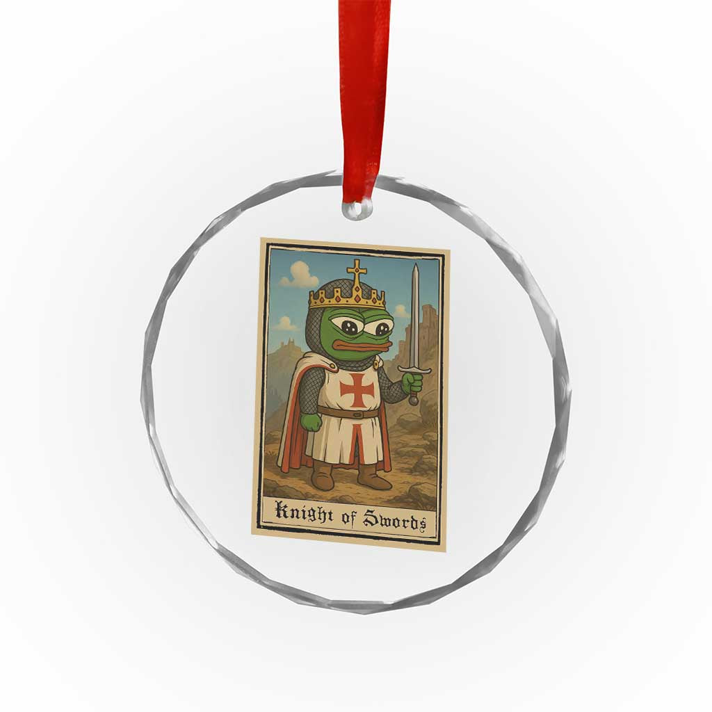 Funny Knight Meme Crystal Glass Ornament Vintage Pepe Frog Templar Crusader Fren Soldier TS10 Transparent Glass 3'' Circle Print Your Wear