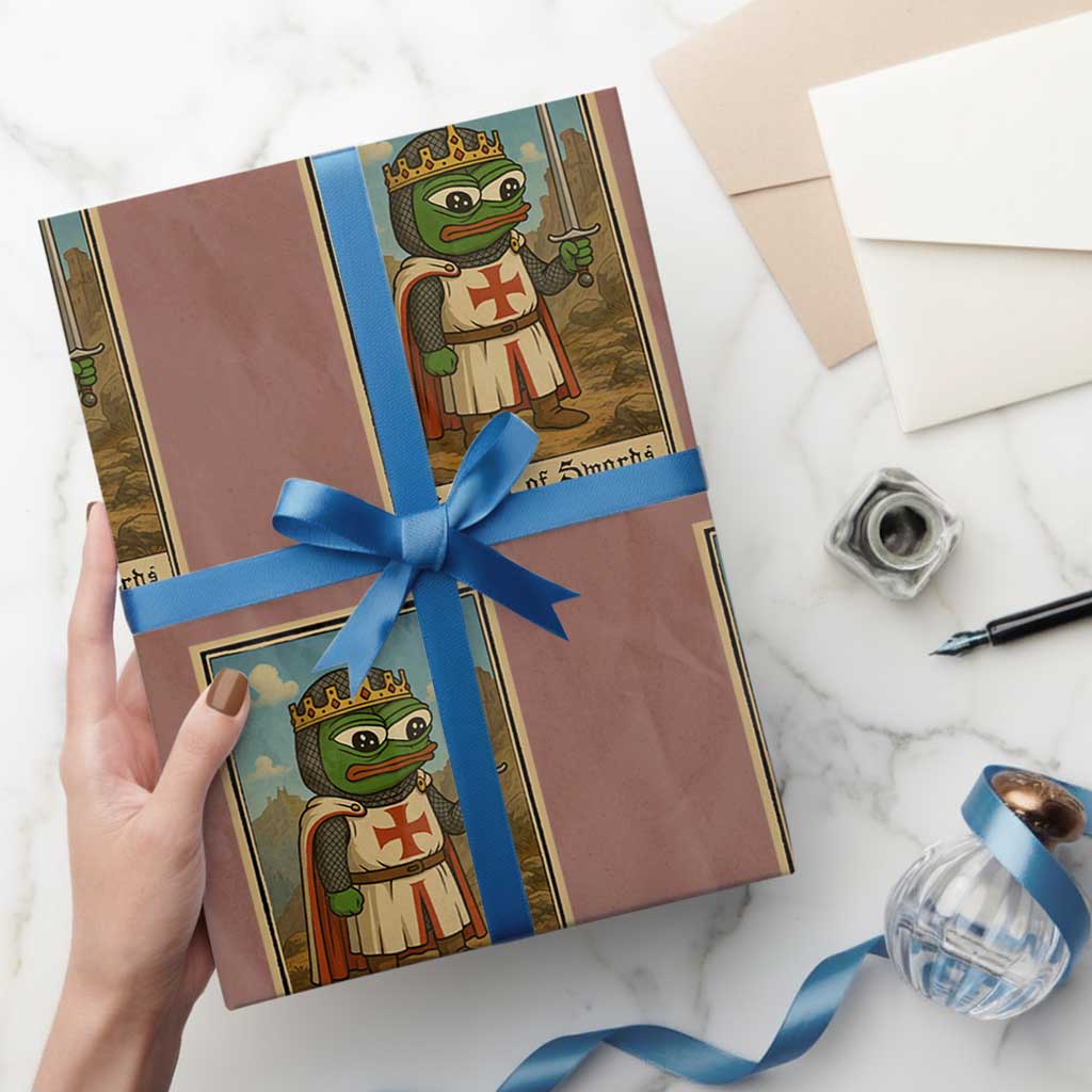 Funny Knight Meme Wrapping Paper Roll Vintage Pepe Frog Templar Crusader Fren Soldier TS10 Mocha Print Your Wear