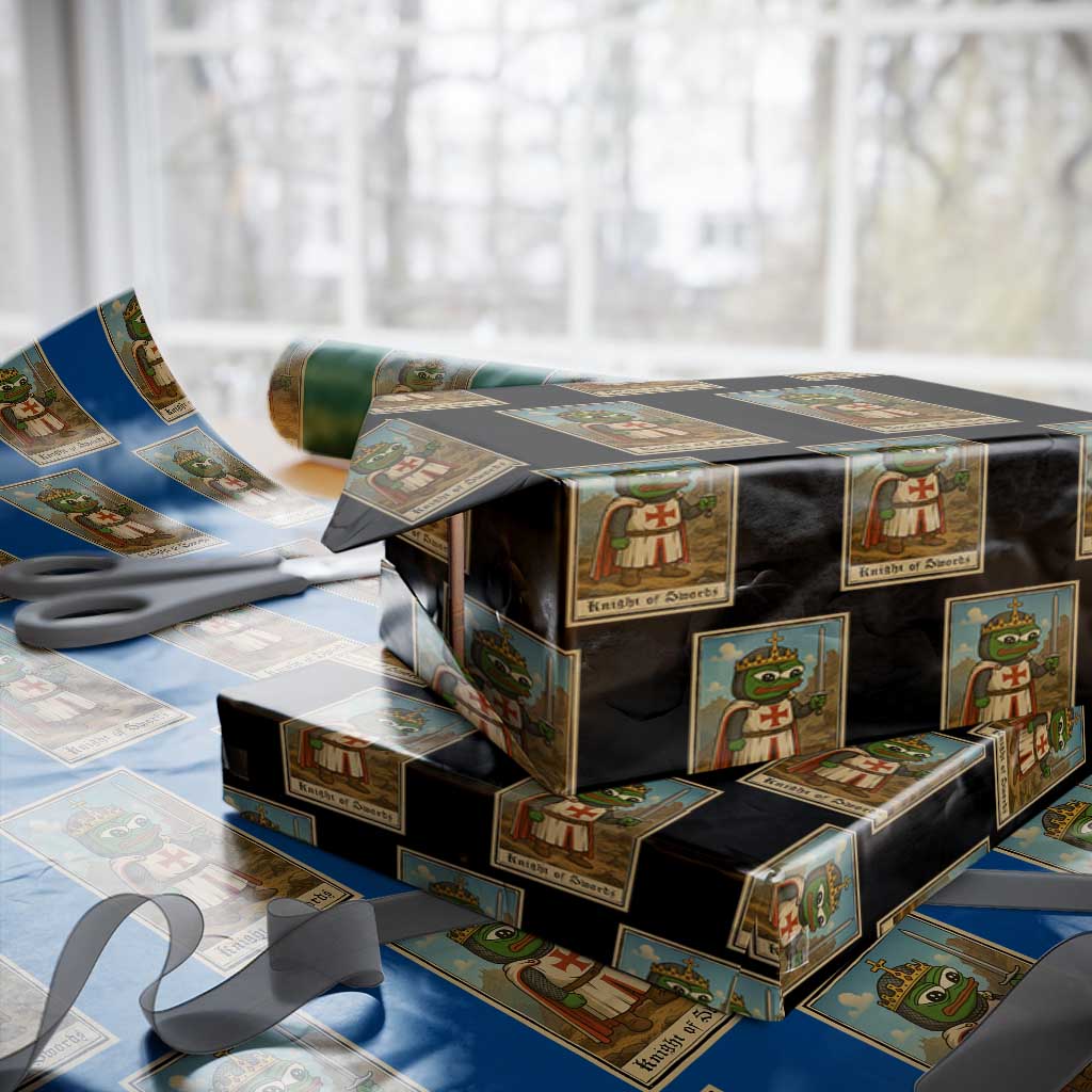 Funny Knight Meme Wrapping Paper Roll Vintage Pepe Frog Templar Crusader Fren Soldier TS10 Black Print Your Wear
